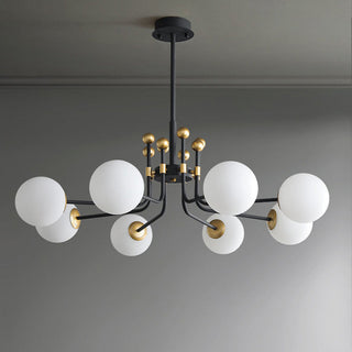 Gold black sputnik chandelier iron glass arms ceiling fixture