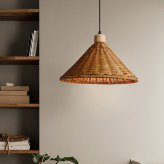 Rattan brown basket pendant for kitchen island lighting