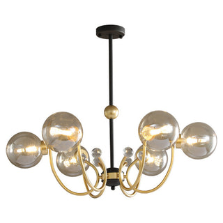 Adjustable metal sputnik chandelier setting — black shade wide