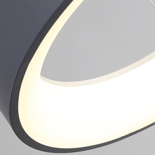 Hoop pendant lamp in interior — adjustable ribbed metal ceiling light