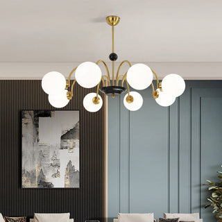 Chrome glass 3-globe chandelier front — Nordic ceiling light design