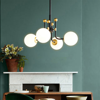 Sputnik chandelier black and gold iron glass pendant light