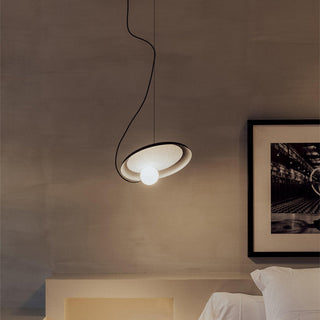 Small metal pendant over kitchen counter — matte finish