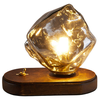 Ice modern glass lamp — wood stone warm glow