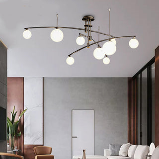 Nordic glass ball chandelier white iron frame ceiling lamp