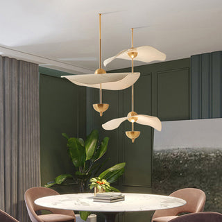 Gold metal lotus LED chandelier Art Deco dining room pendant