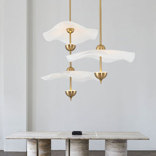 Gold Art Deco chandelier lotus metal LED dining pendant