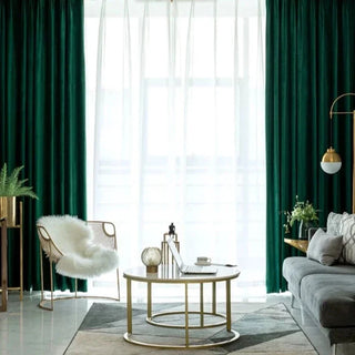 blackout velvet curtain thick luxury deep green velvet drapes room darkening close-up