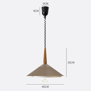 Dining chandelier with adjustable cord — large cone shade pendant lamp