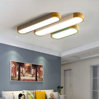 Modern hallway ceiling lamp with wood and metal, minimalist