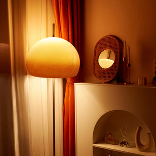 Vintage mushroom lamp side — glass iron retro warm