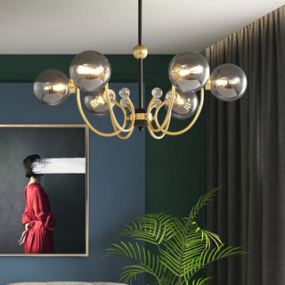 Black metal sputnik chandelier side — adjustable mini pendant