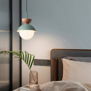 Metal pendant close-up — double head colorful G9 fixture