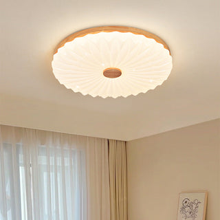 White vintage LED ceiling light with round acrylic shade
