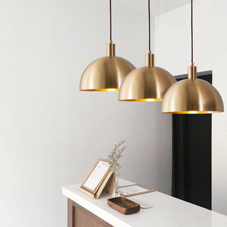 Brass dome pendant lamp — mid-century modern style