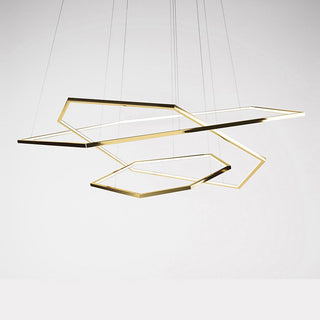 Gold geometric ceiling lamp – modern metal polygon dining fixture