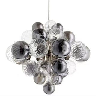 Modern bubble glass chandelier wide view — cluster designer warm