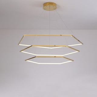 Metal polygon ceiling pendant – gold geometric modern living room