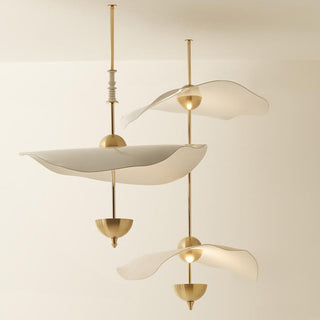 Art Deco lotus chandelier gold metal LED dining ceiling lamp