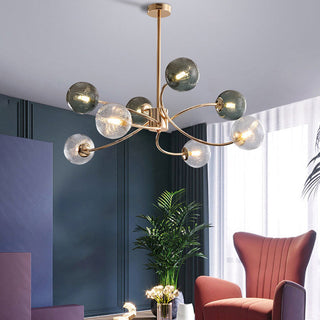 Gold glass farmhouse pendant light — iron brass fixture modern chandelier