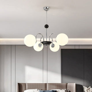Chrome 3-globe chandelier setting — Nordic glass ceiling wide