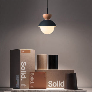 Colorful double pendant from below — metal G9 hanging light