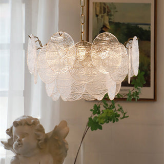 Large ice glass chandelier — gold frame pendant ceiling light fixture