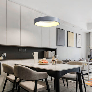 Ribbed hoop LED pendant ceiling light — modern adjustable metal fixture