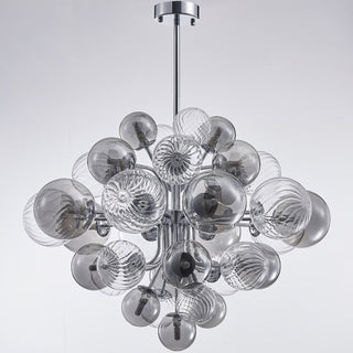 Modern glass bubble chandelier side — cluster round pendant warm