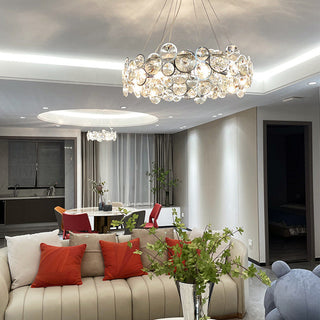 Crystal chandelier stainless steel mini pendant close-up view