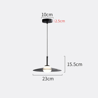 Modern grey pendant top view — glass dining room fixture