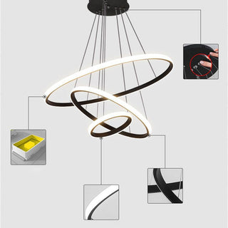Modern ring chandelier detail — LED adjustable warm texture