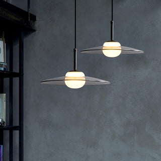 Grey glass pendant light — modern hanging lamp for dining room