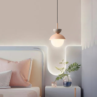 Metal double head pendant in interior — colorful G9 lamp