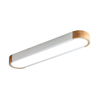 Minimalist wood metal ceiling fixture installed, hallway lamp