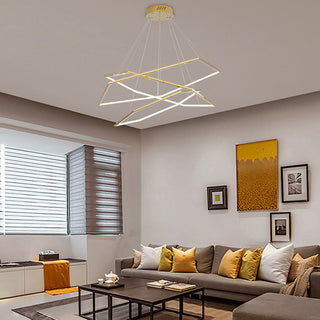 Geometric gold ceiling pendant – modern metal polygon dining room