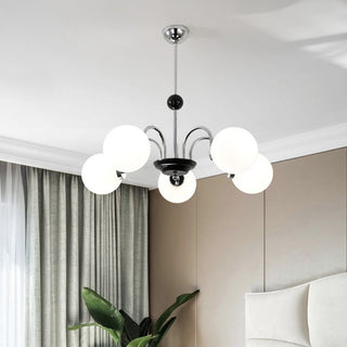 Chrome 3-globe glass chandelier wide — Nordic ceiling fixture