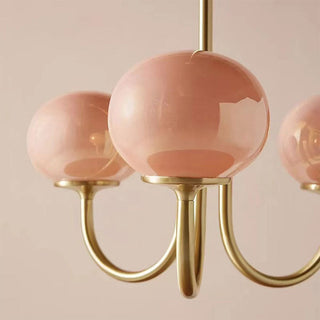 Glass bubble pink chandelier modern interior ceiling view