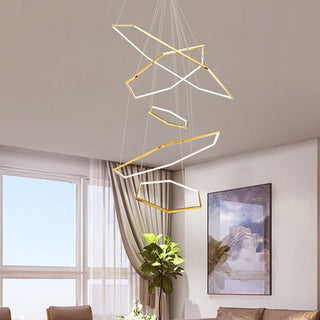 Modern geometric pendant light – gold polygon metal ceiling