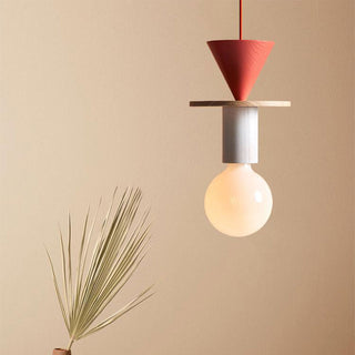 Wood pendant top view — colored modern adjustable ceiling fixture