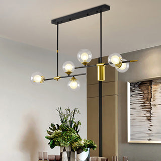 Modern 7-light gold chandelier wide — sputnik LED ceiling