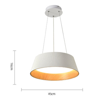 Modern pendant light with ribbed texture and warm LED glow