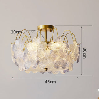 Classic stained flower glass chandelier detail — pendant warm