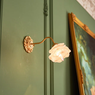 Vintage copper flower glass wall sconce — retro living room