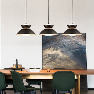 Soft glow farmhouse hanging lamp close-up — dimmable metal pendant