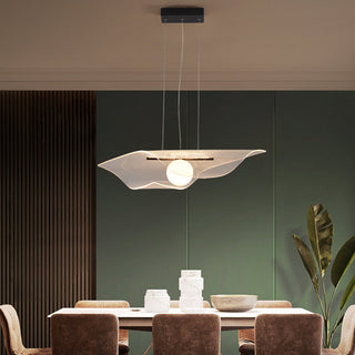 Acrylic hat pendant close-up — transparent modern ceiling lamp