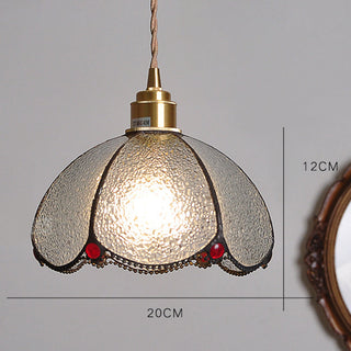 Vintage dome pendant top view — Tiffany stained glass ceiling lamp