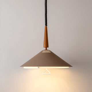 Modern dining chandelier with oversized cone shade — adjustable pendant