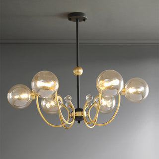 Adjustable black sputnik chandelier front — metal shade mini pendant