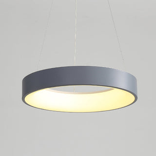 Modern ribbed hoop pendant lamp — adjustable metal ring ceiling light